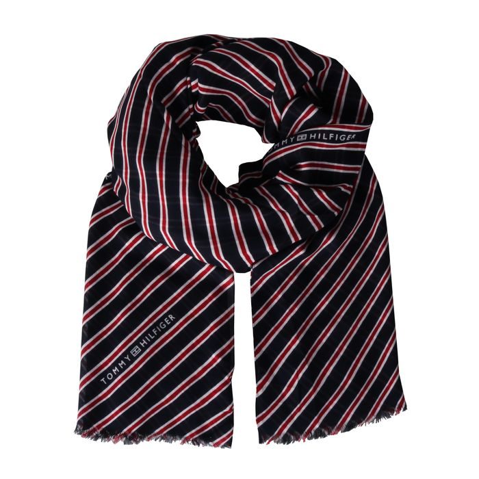 TOMMY HILFIGER, DÁMSKÝ OBDÉLNÍKOVÝ ŠÁTEK REGIMENTAL STRIPES AW0AW07220 - ŠÁTKY A ŠÁLY - DOPLŇKY