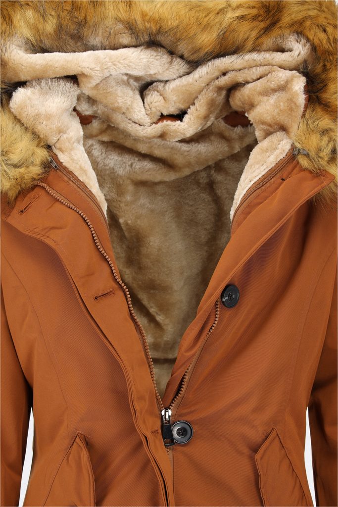 Zateplená dámska zimná bunda tehlová - Zimné bundy - MODOVO