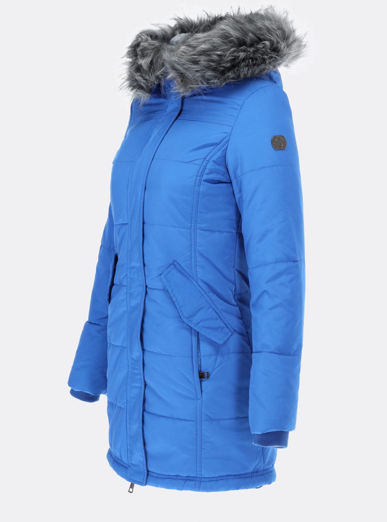 Dámská zimní bunda s kožešinovou podšívkou modrá - Bundy - MODOVO