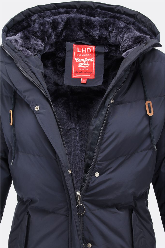 Dámská zimní bunda s kožešinovou podšívkou tmavě modrá - Bundy - MODOVO