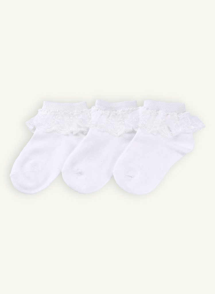 Detské ponožky s čipkou biele - Detské topánky - MODOVO