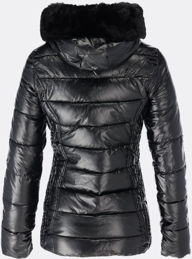 Dámská zimní bunda lesklá černá - Bundy - MODOVO