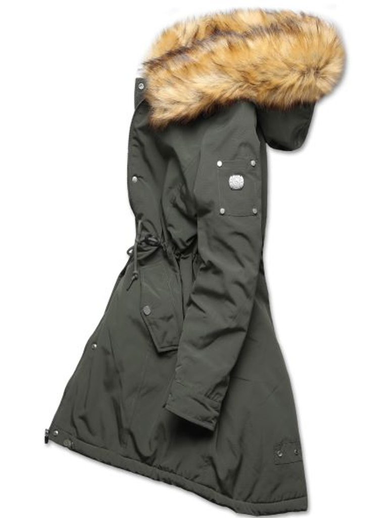 Dámská zimní bunda s kožešinou khaki - Zimní bundy - MODOVO
