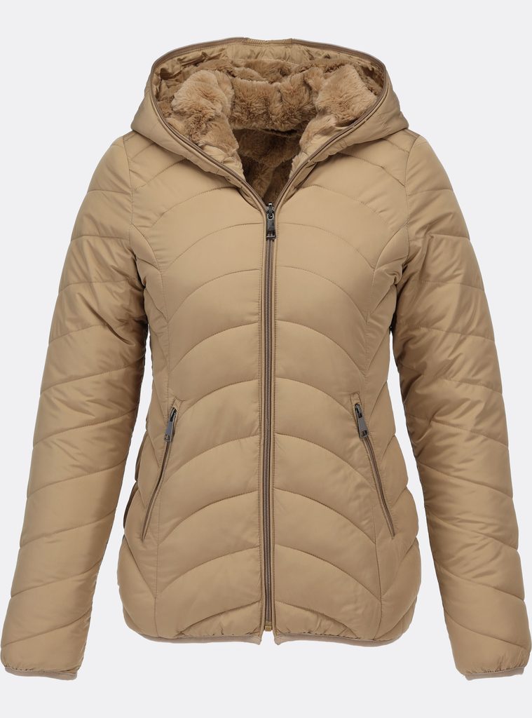 Dámská zimní bunda s plyšovou podšívkou béžová - Zimní bundy - MODOVO