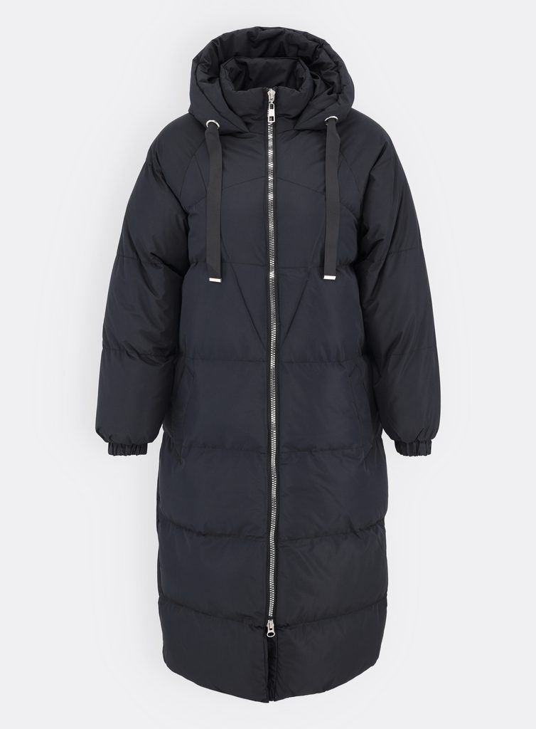 Dámska dlhá zimná bunda s kapucňou čierna - Zimné bundy - MODOVO