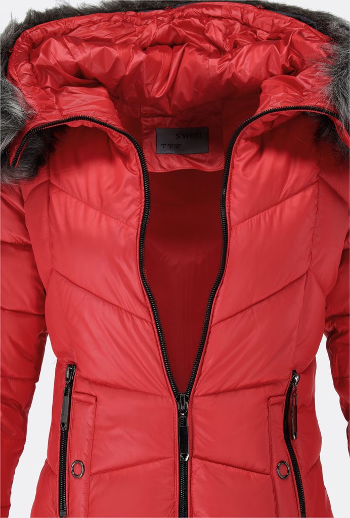 Dámska prešívaná zimná bunda lesklá červená - Zimné bundy - MODOVO