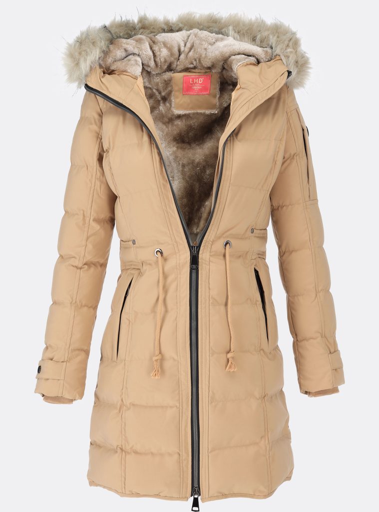 Dámská zimní bunda s kožešinou béžová - Bundy - MODOVO