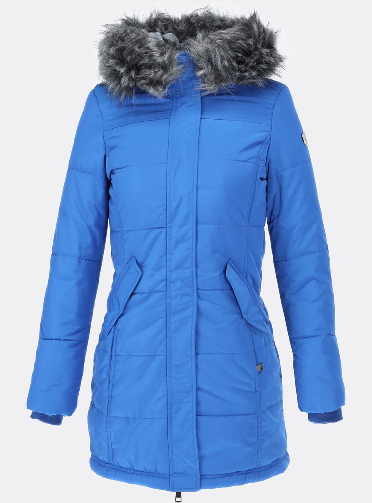 Dámska zimná bunda s kožušinovou podšívkou modrá - Bundy - MODOVO
