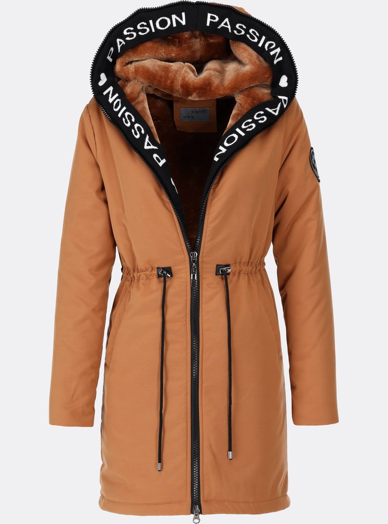 Dámská zimní bunda s kapucí hnědá - Bundy - MODOVO