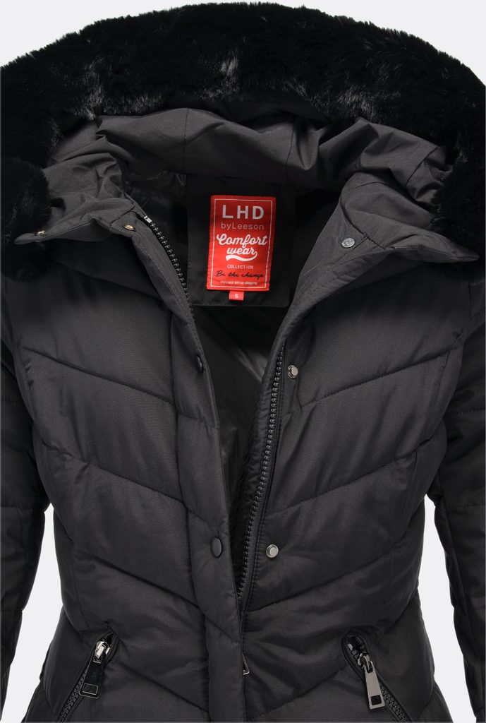 Dámská prošívaná zimní bunda s kapucí černá - Zimní bundy - MODOVO