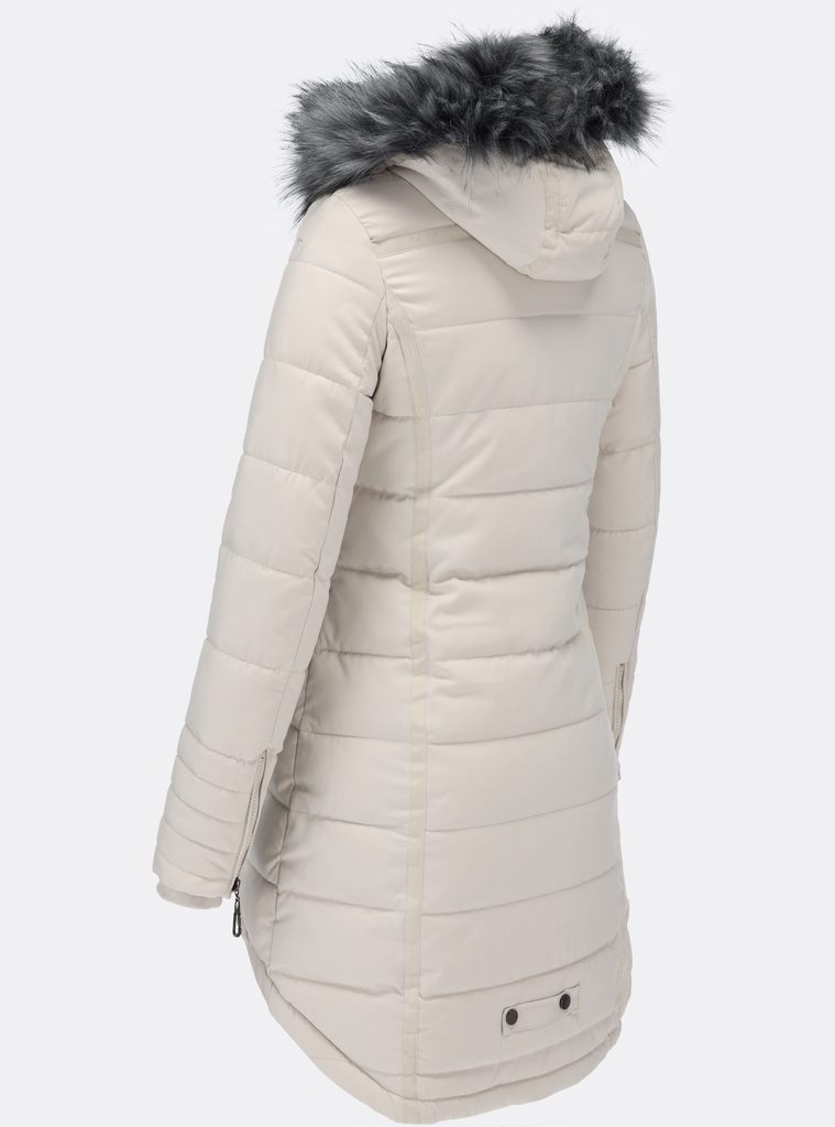 Dámska zimná bunda s kožušinou krémová - Bundy - MODOVO