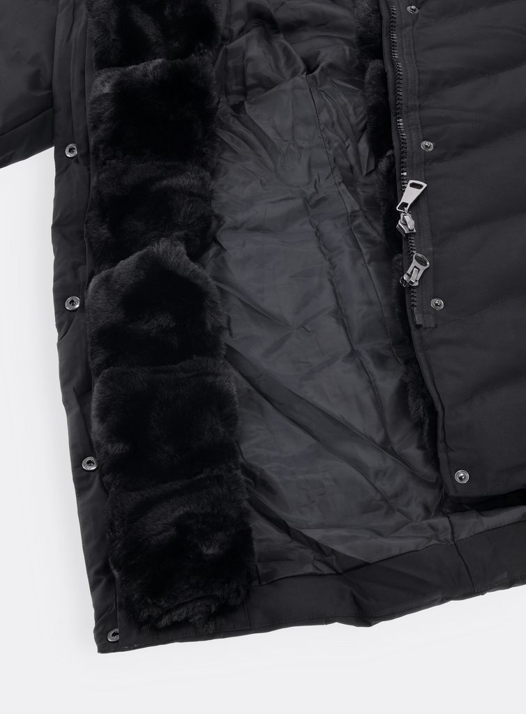 Dámska prešívaná bunda s opaskom čierna - Zimné bundy - MODOVO