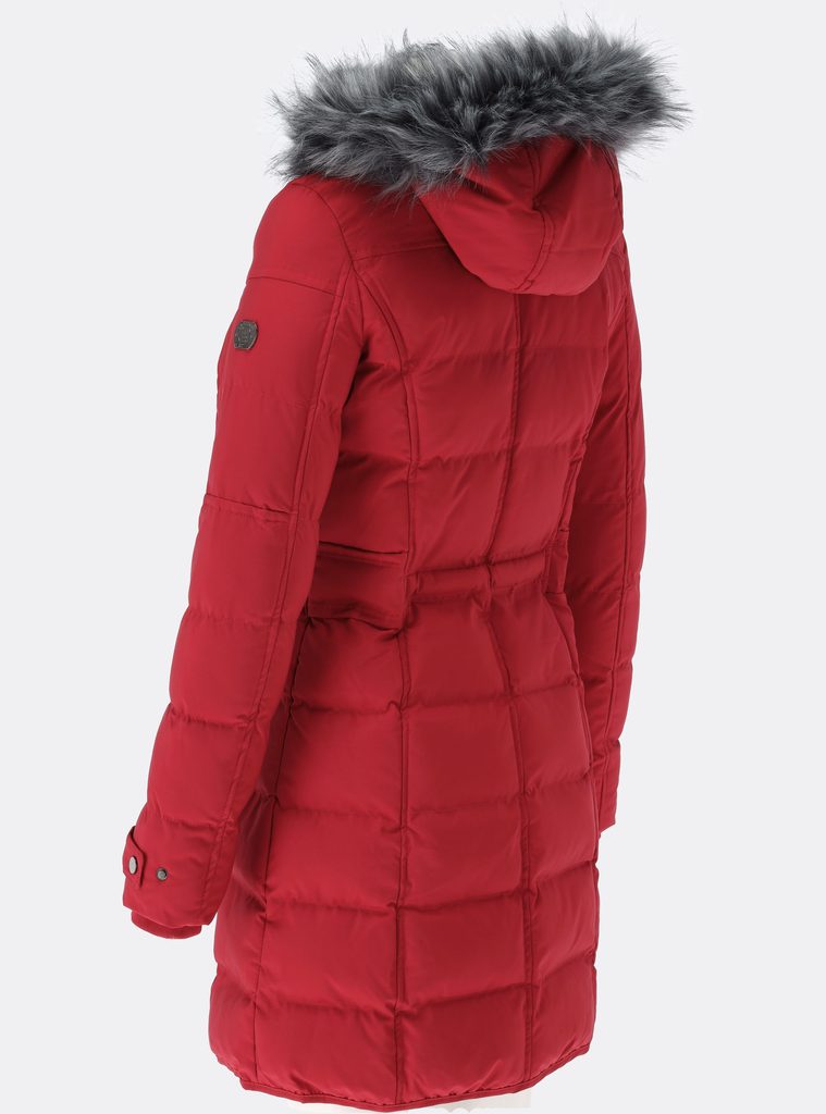 Dámska zimná bunda s kožušinou červená - Bundy - MODOVO