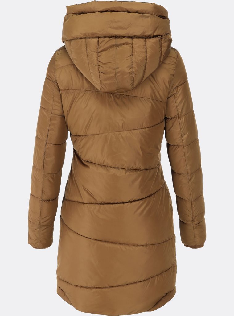 Dámska prešívaná zimná bunda s asymetrickým zapínaním pieskovohnedá - Zimné  bundy - MODOVO