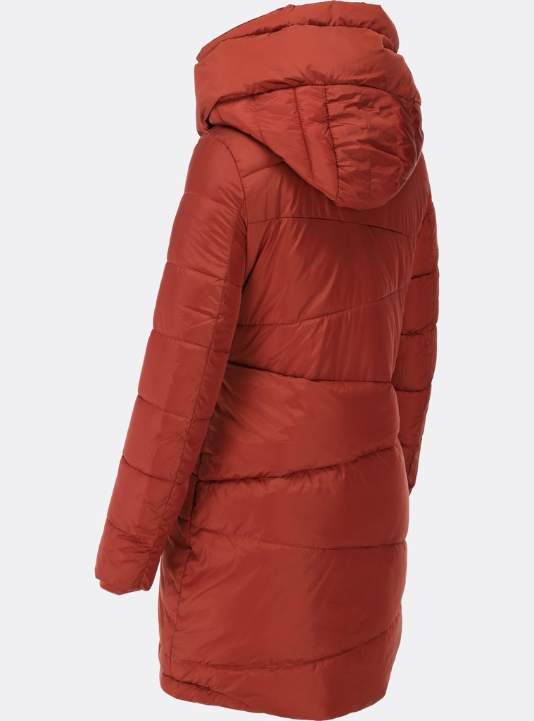 Dámska prešívaná zimná bunda s asymetrickým zapínaním škoricová - Zimné  bundy - MODOVO
