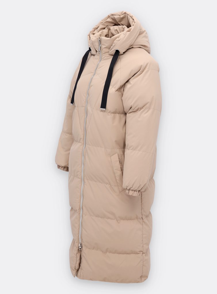 Dámska dlhá zimná bunda s kapucňou béžová - Zimné bundy - MODOVO
