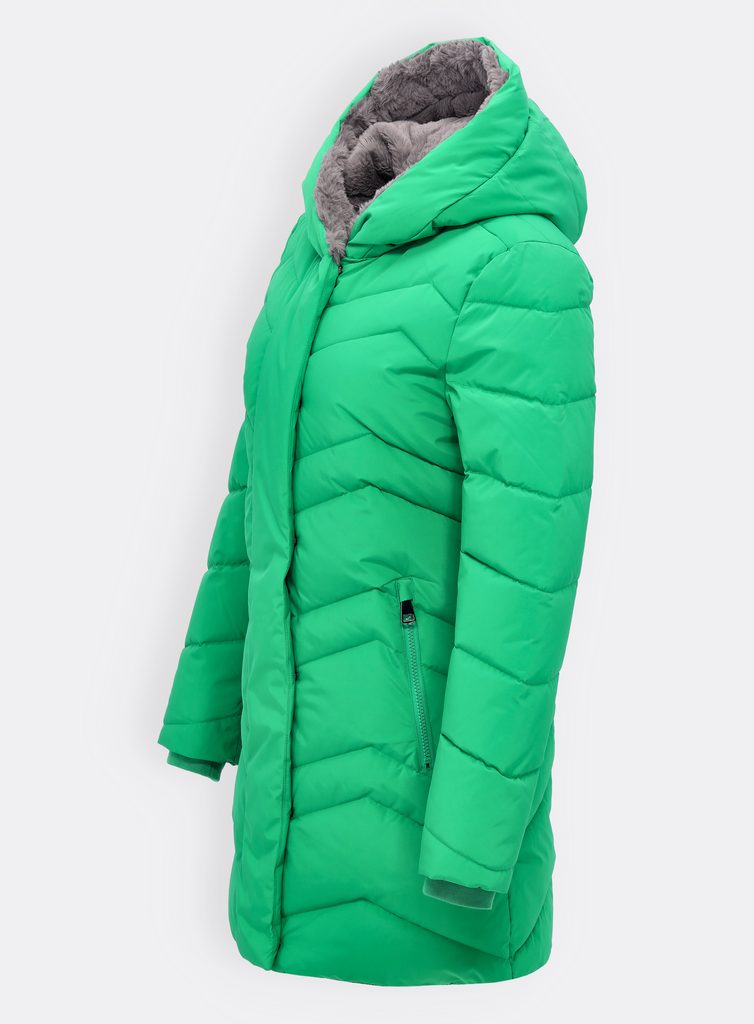 Dámská prošívaná bunda s kapucí zelená - Prošívané bundy - MODOVO