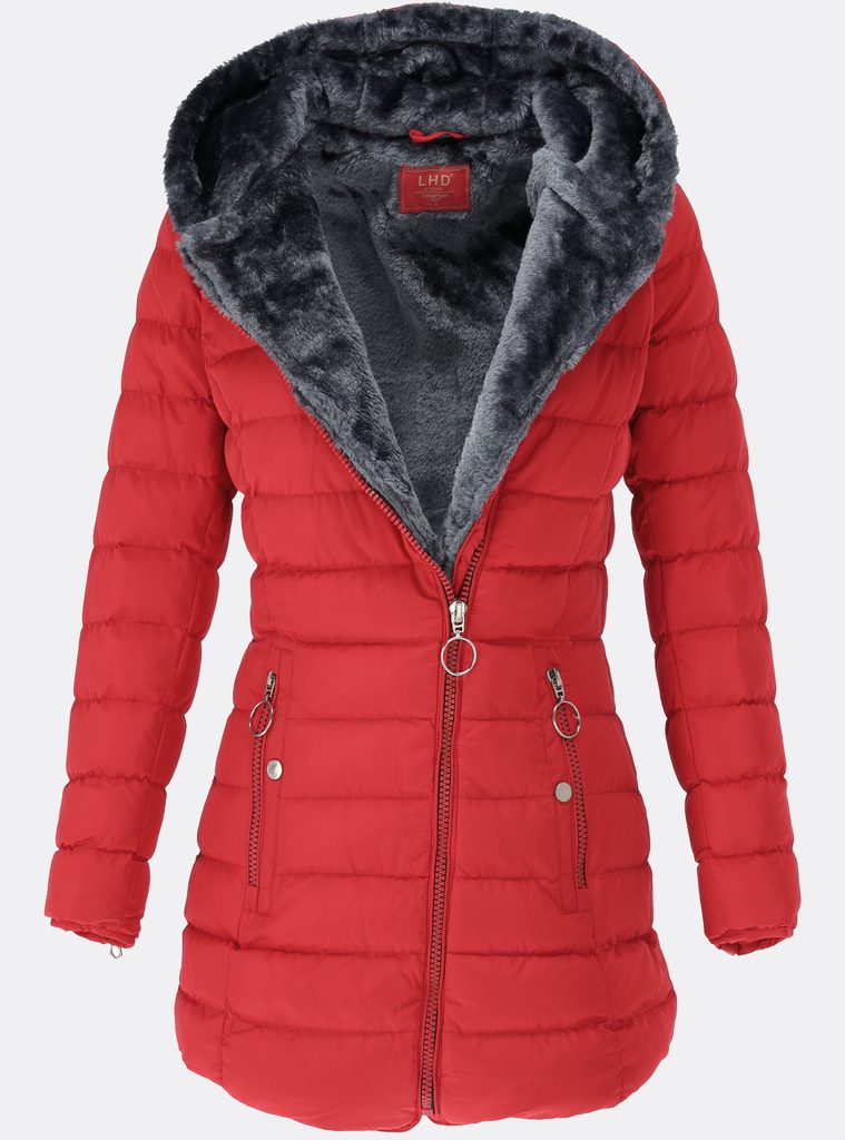 Dámská prošívaná zimní bunda červená - Bundy - MODOVO