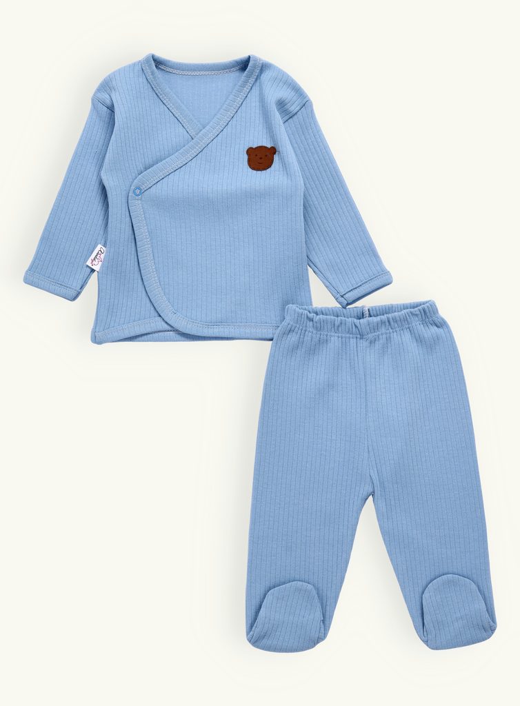 Dojčenské rebrované pyžamo svetlomodré - Detské pyžamá a župany - MODOVO