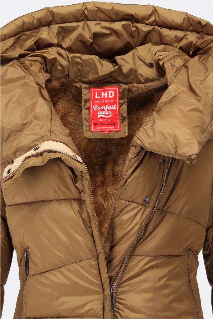 Dámska prešívaná zimná bunda s asymetrickým zapínaním pieskovohnedá - Zimné  bundy - MODOVO