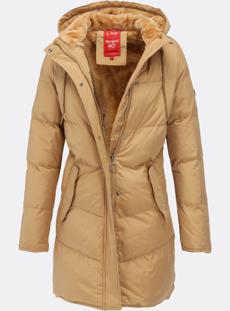 Dámska zimná bunda s kožušinovou podšívkou béžová - Bundy - MODOVO
