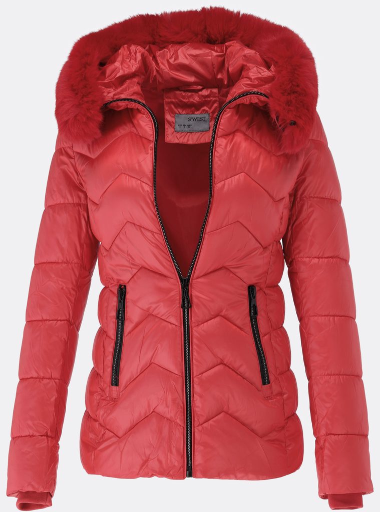 Dámska prešívaná zimná bunda červená - Bundy - MODOVO
