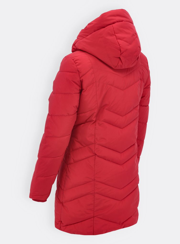Dámska prešívaná bunda s kapucňou červená - Prešívané bundy - MODOVO