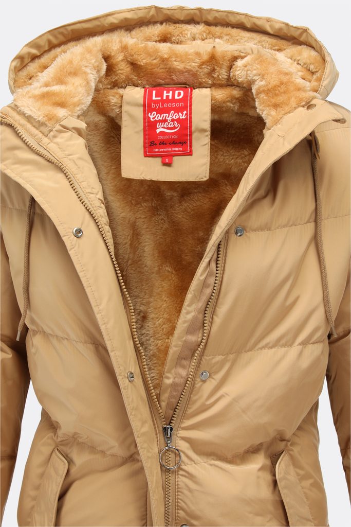 Dámská zimní bunda s kožešinovou podšívkou béžová - Bundy - MODOVO