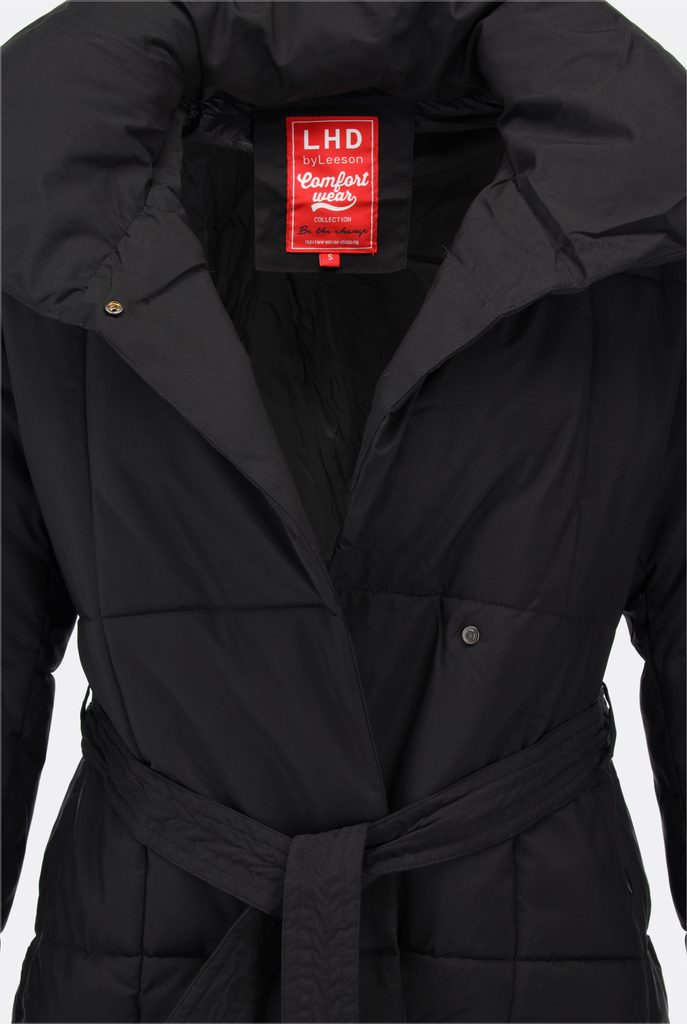 Dámska zimná bunda s opaskom čierna - Zimné bundy - MODOVO
