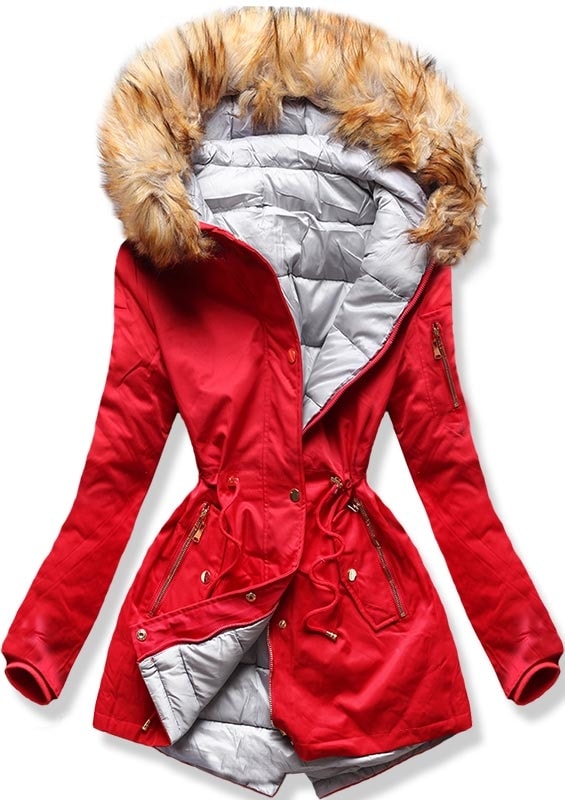 Női téli kabát B2636 piros Dzsekik MODOVO