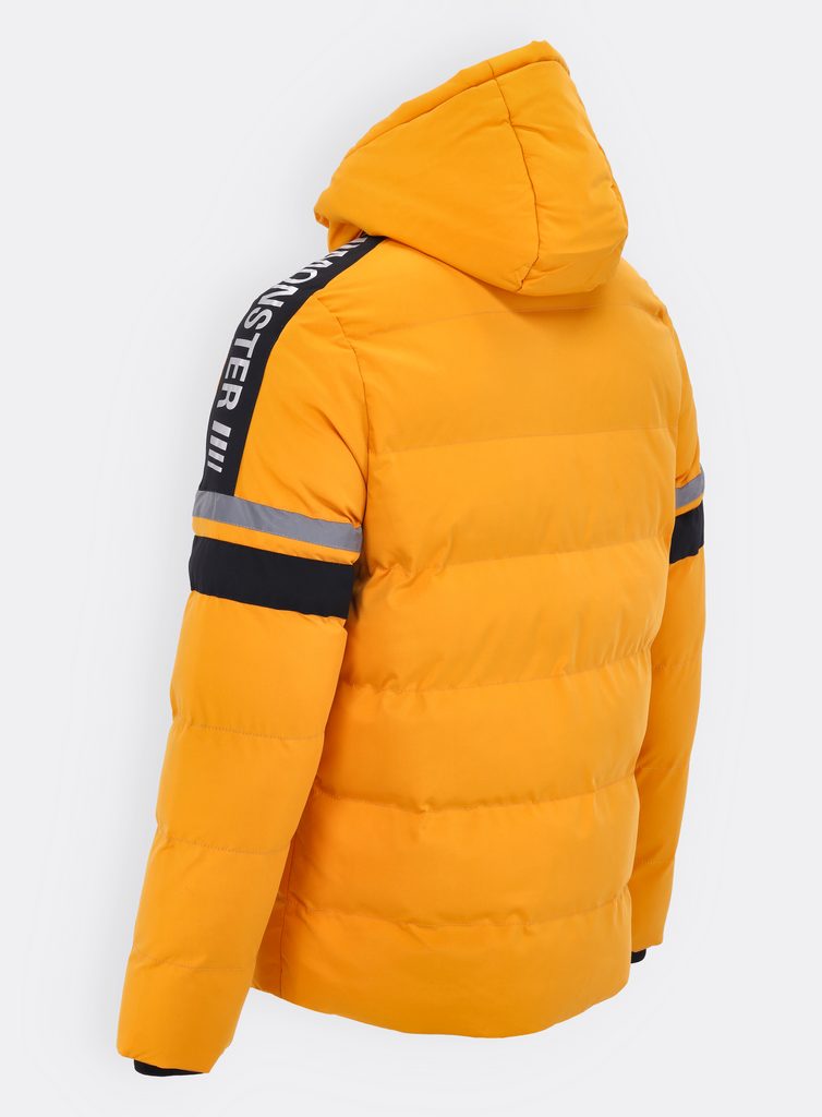 Pánska zimná bunda s kapucňou žltá - Pánske bundy - MODOVO