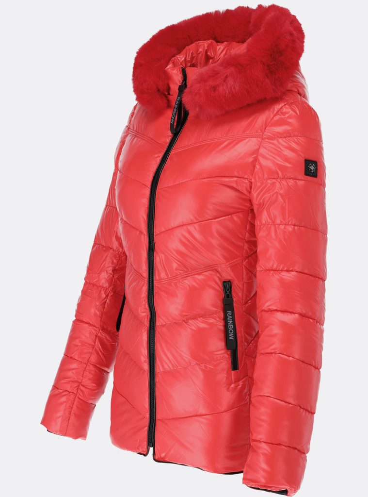Dámska zimná bunda s kožušinou červená - Zimné bundy - MODOVO