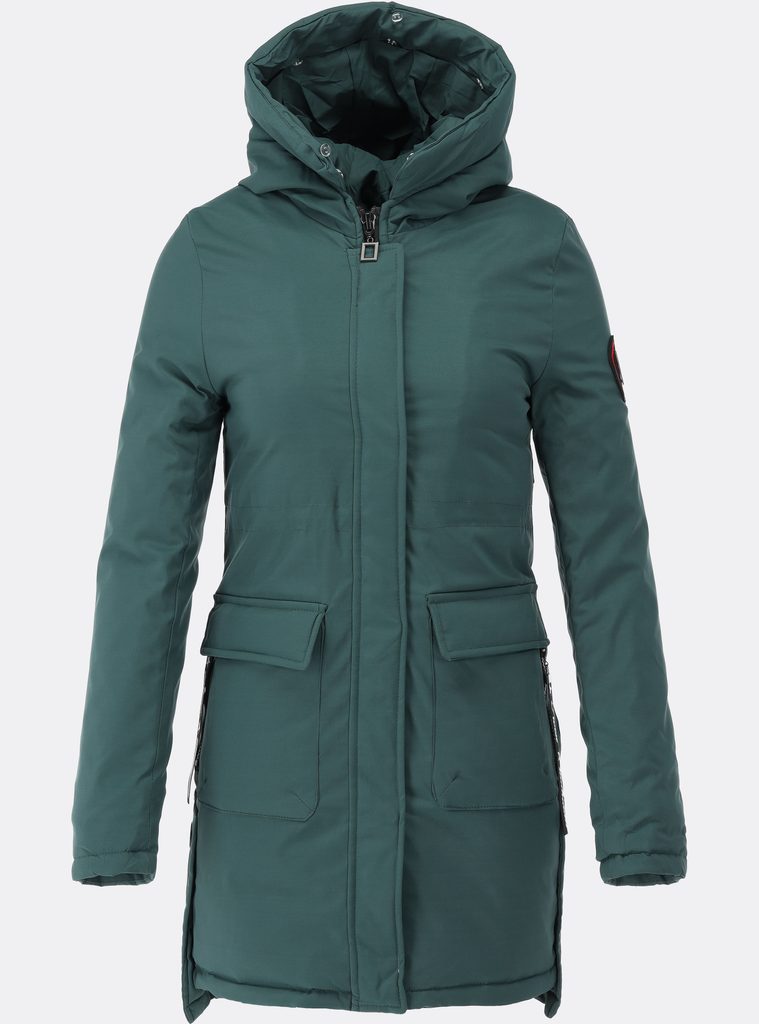 Dámská zimní bunda s kožešinou zelená - Bundy - MODOVO