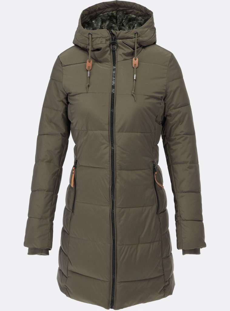 Dámská zimní bunda s plyšovou podšívkou khaki - Bundy - MODOVO