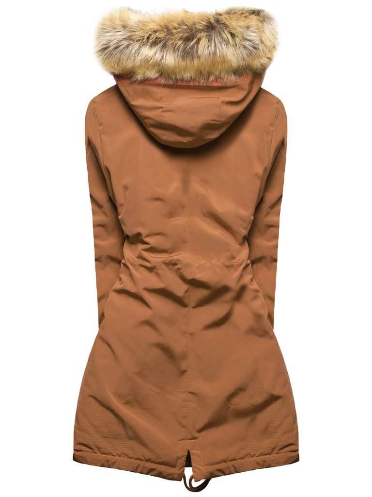 Dámská zimní bunda s kožušinou hnědá - Zimní bundy - MODOVO