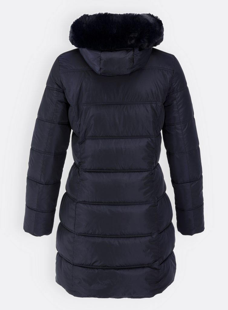 Dámska prešívaná zimná bunda s kapucňou tmavomodrá - Zimné bundy - MODOVO