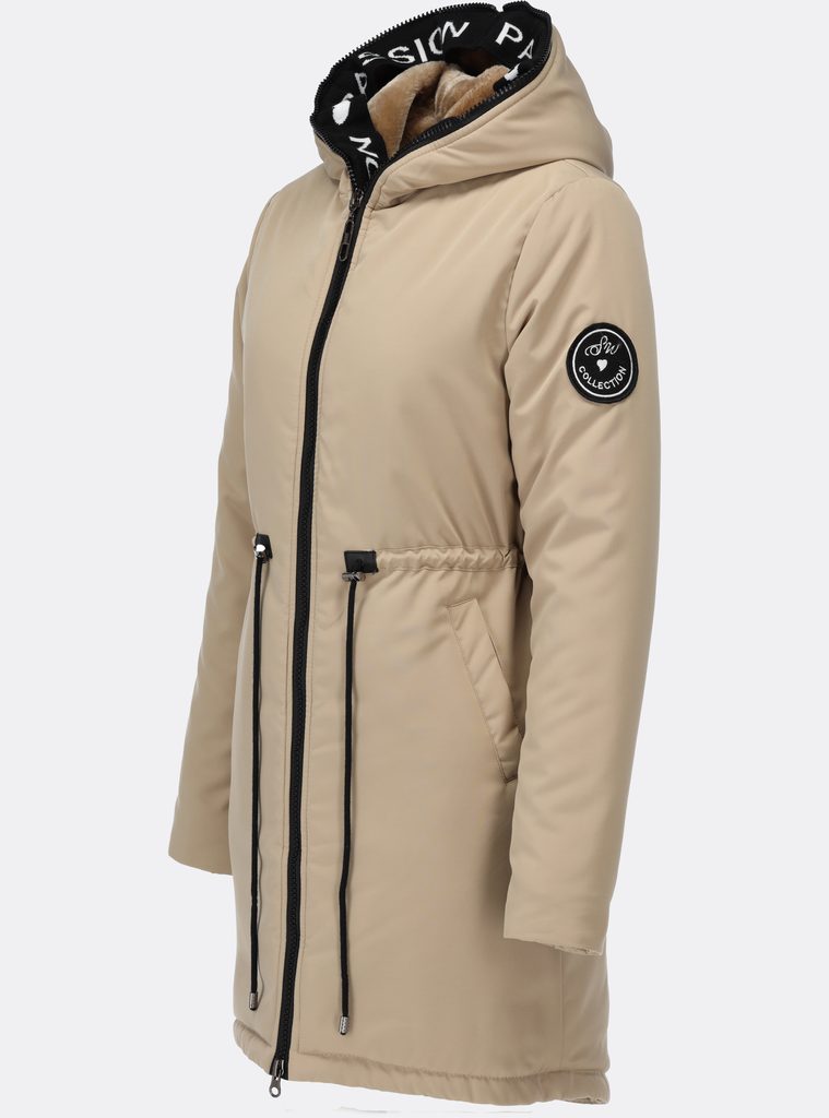 Dámska zimná bunda s kapucňou béžová - Bundy - MODOVO