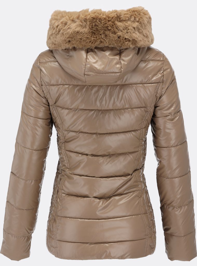 Dámska zimná bunda lesklá béžová - Bundy - MODOVO