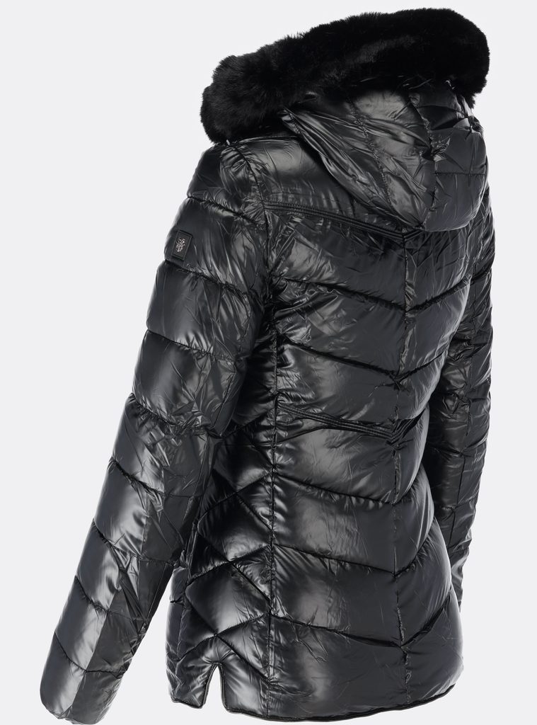 Dámská zimní bunda s kožešinou černá - Bundy - MODOVO