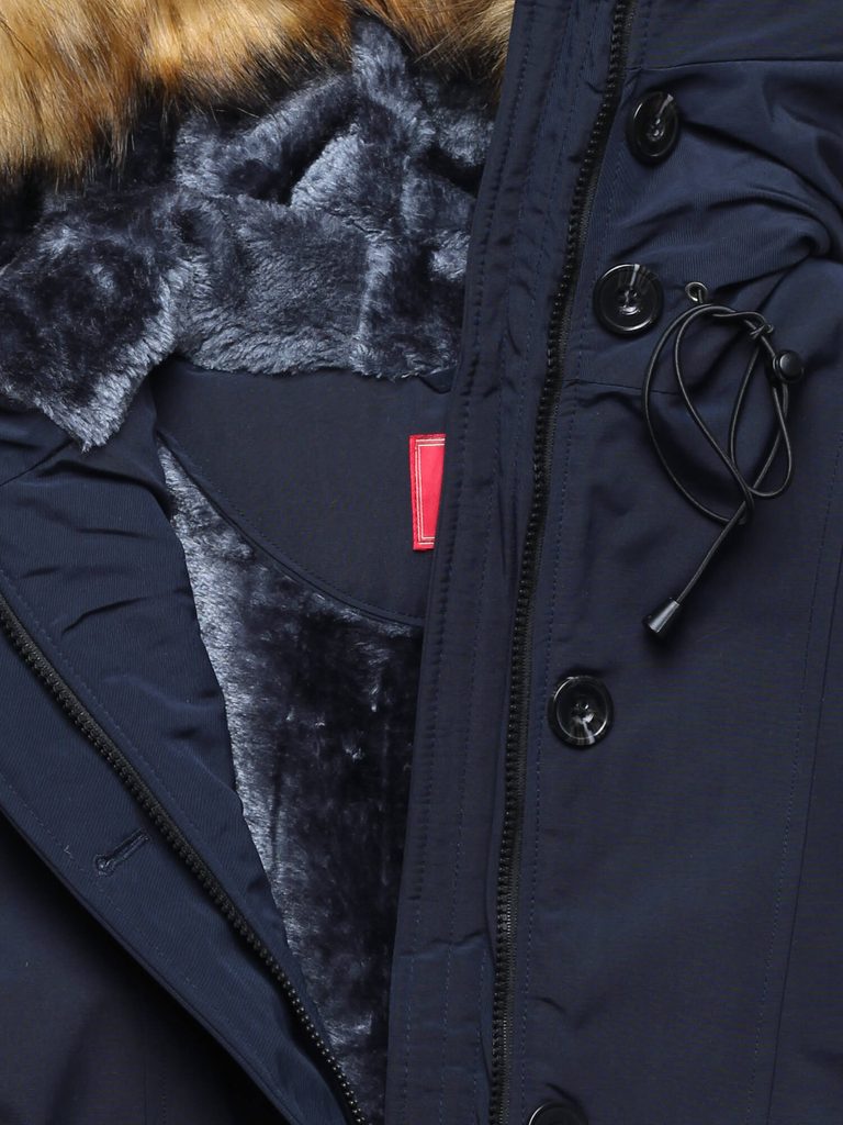Dámská zimní bunda s kožešinou tmavě modrá - Zimní bundy - MODOVO