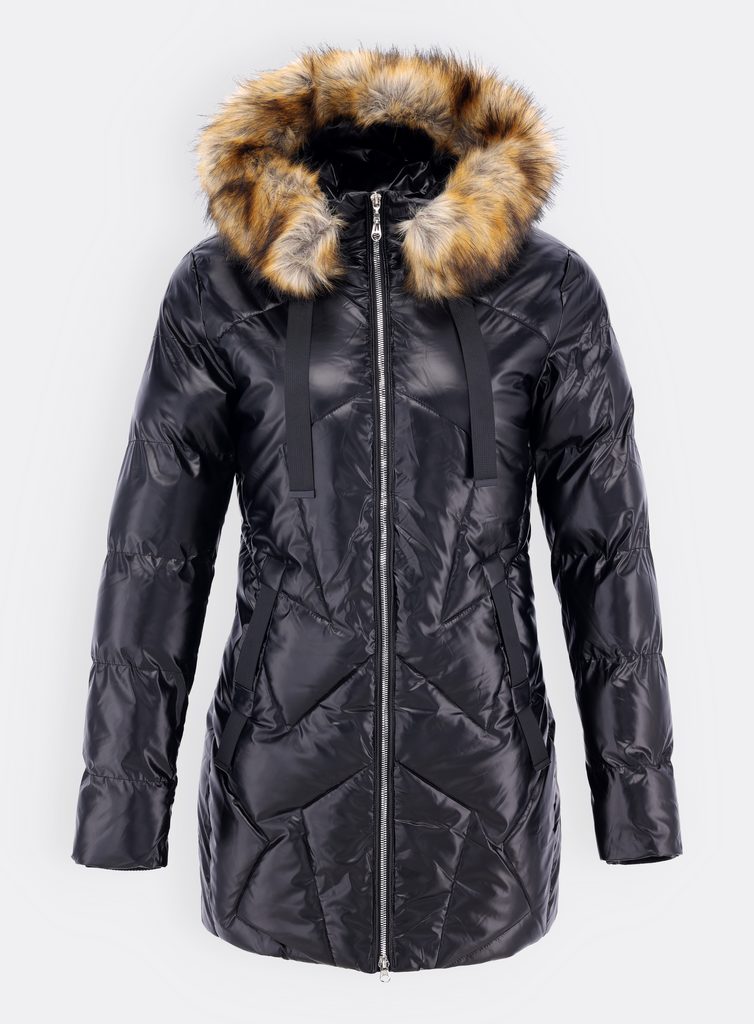 Dámská lesklá prošívaná bunda s kapucí černá - Zimní bundy - MODOVO