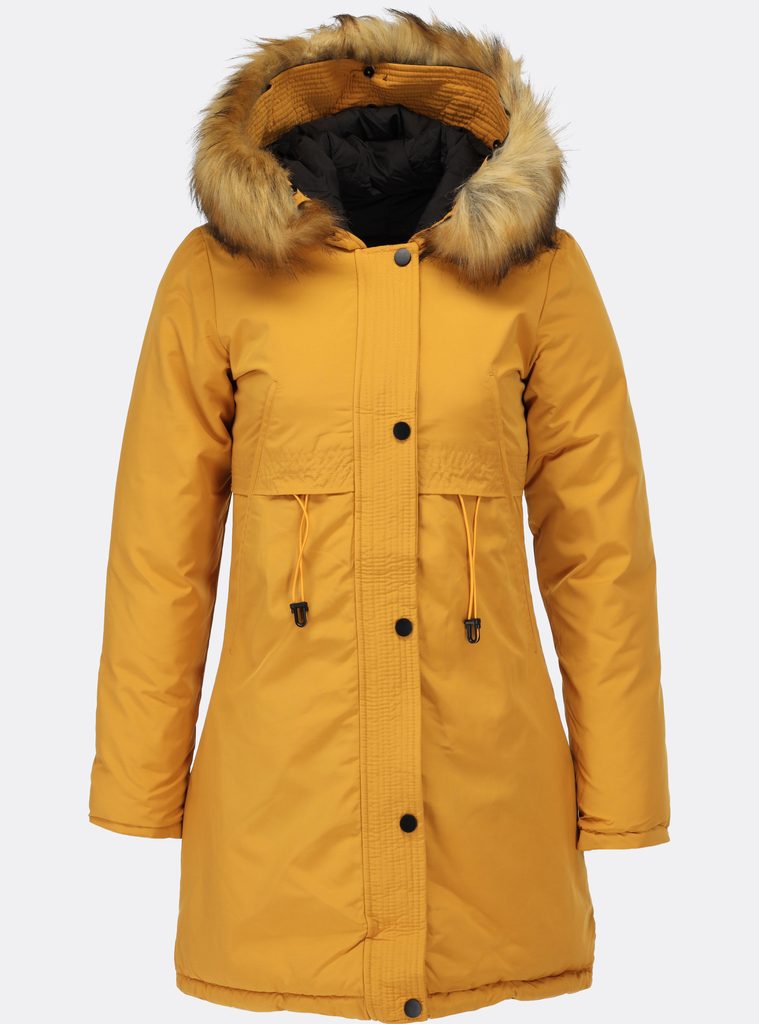Dámska zimná obojstranná bunda žltá/ čierna - Zimné bundy - MODOVO