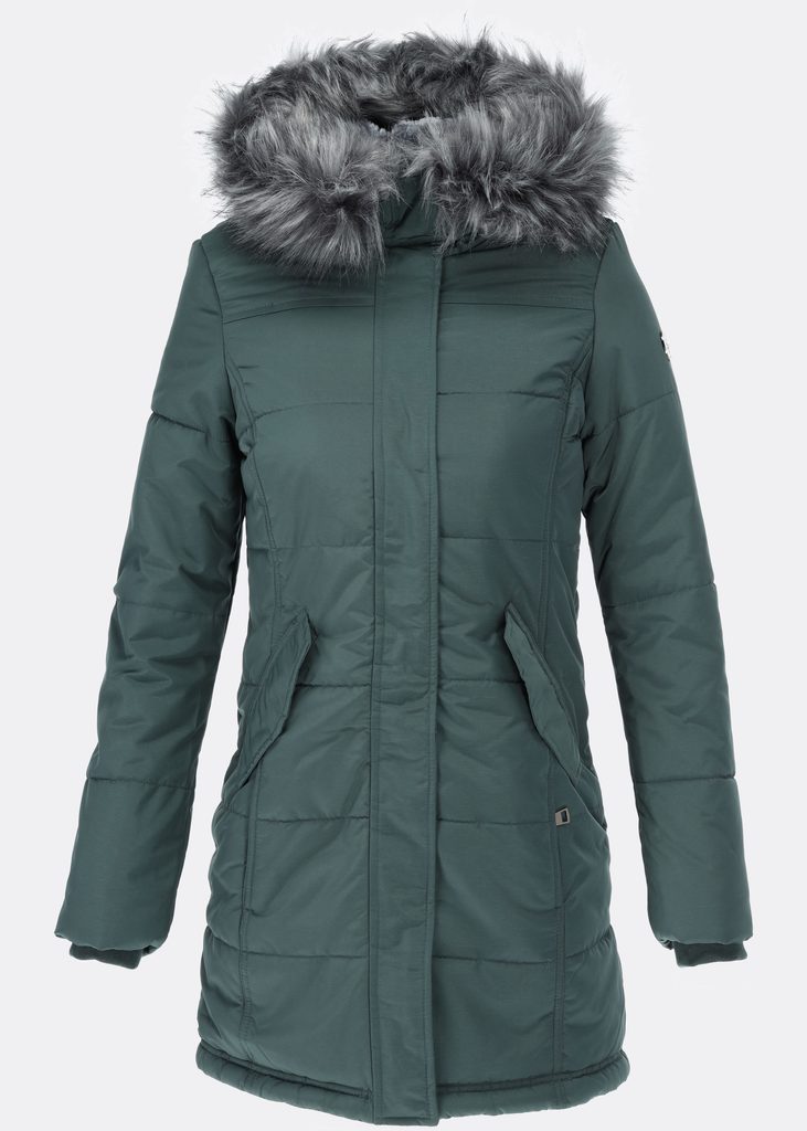 Dámská zimní bunda s kožešinovou podšívkou tmavě zelená - Bundy - MODOVO