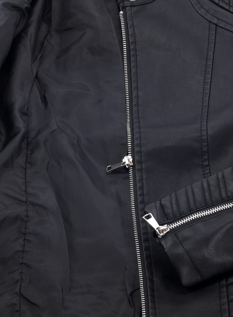 Dámská krátká koženková bunda černá - Koženkové bundy - MODOVO