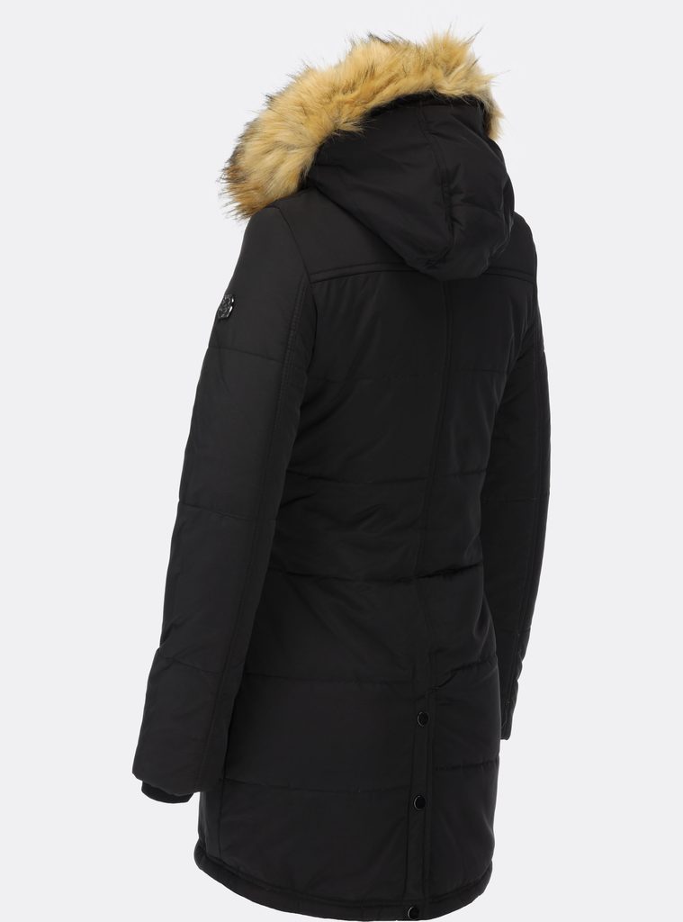 Dámská zimní bunda s kožešinovou podšívkou černá - Bundy - MODOVO