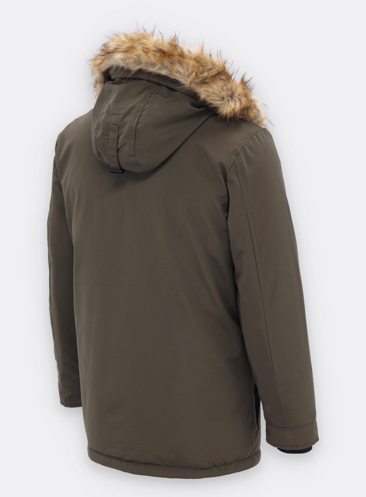 Pánska zimná bunda s kožušinou tmavozelená - Pánske bundy - MODOVO