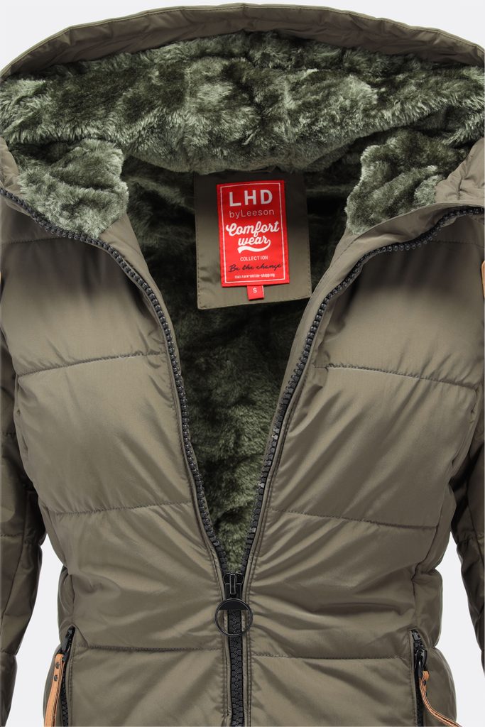 Dámska zimná bunda s plyšovou podšívkou khaki - Zimné bundy - MODOVO