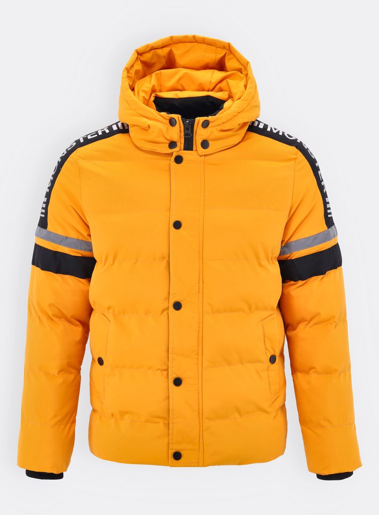 Pánská zimní bunda s kapucí žlutá - Pánské bundy - MODOVO