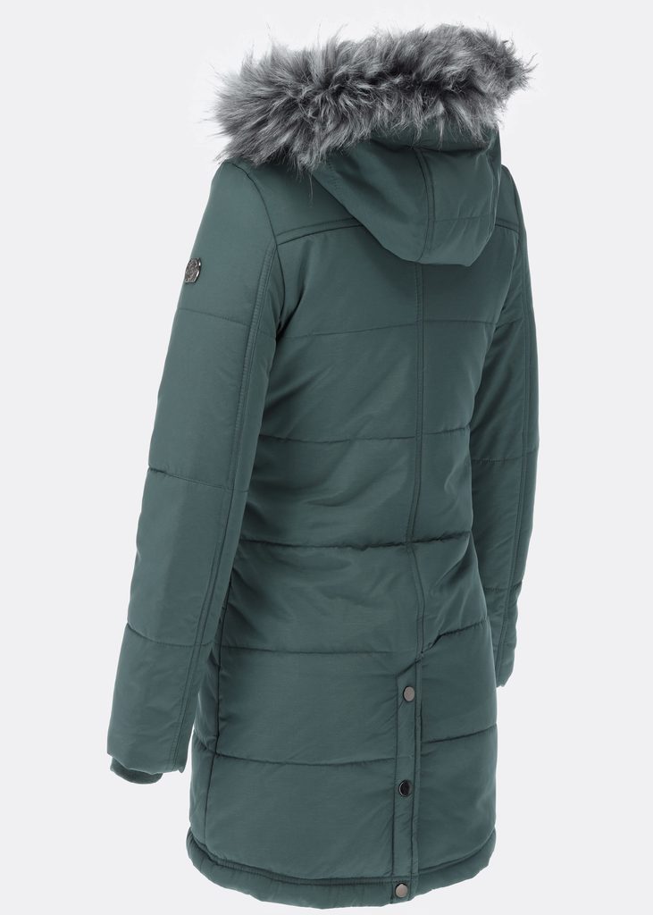 Dámská zimní bunda s kožešinovou podšívkou tmavě zelená - Zimní bundy -  MODOVO