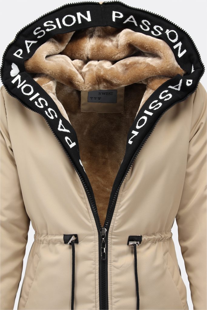 Dámská zimní bunda s kapucí béžová - Zimní bundy - MODOVO
